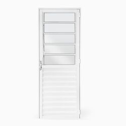 Porta de Alumínio Branco Home com Basculante e Vidro Liso