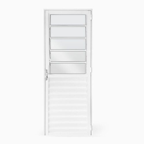 Porta de Alumínio Branco Home com Basculante e Vidro Liso